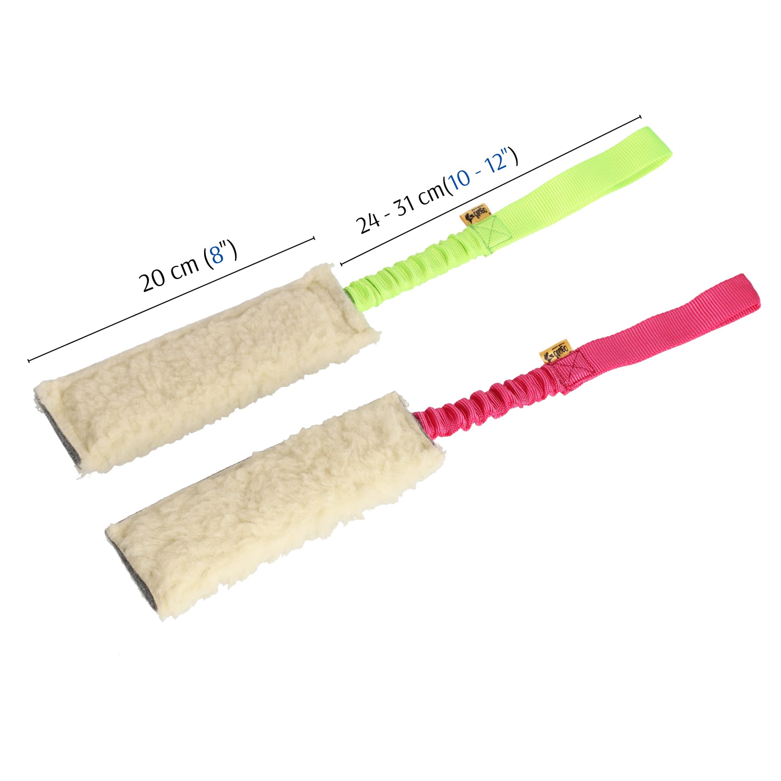Dingo Zestaw zabawka dla psa, wełna owcza z uchwytem Bungee 20 cm x 6 cm zielona różowa trening Z30003