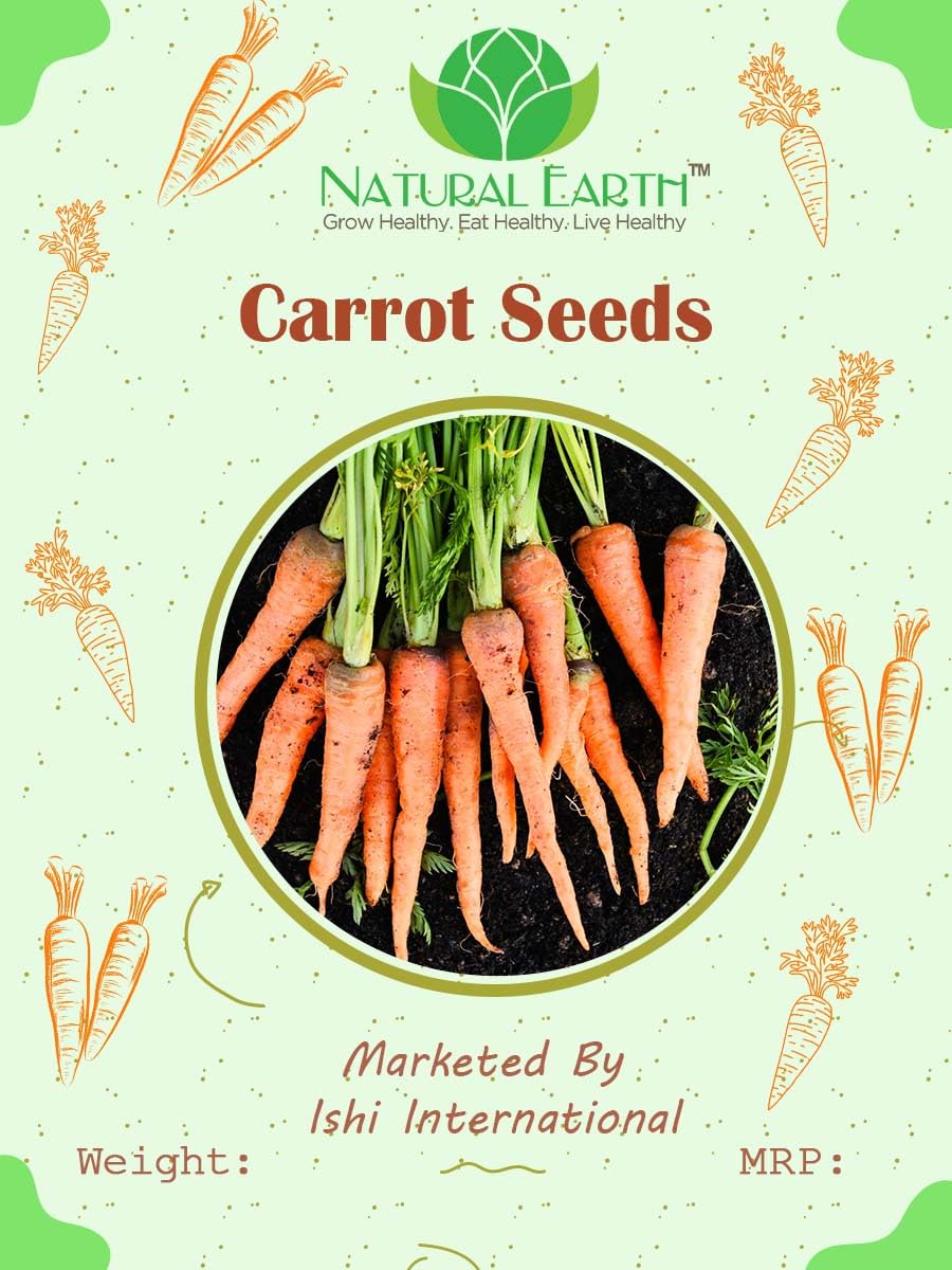 NATURAL EARTH Improved Carrot Nantes Vegetable Seeds (Red, Pack of 1) | Organic Heirloom Carrot Seeds for Home Gardening | Sweet & Crunchy Carrots for Your Garden