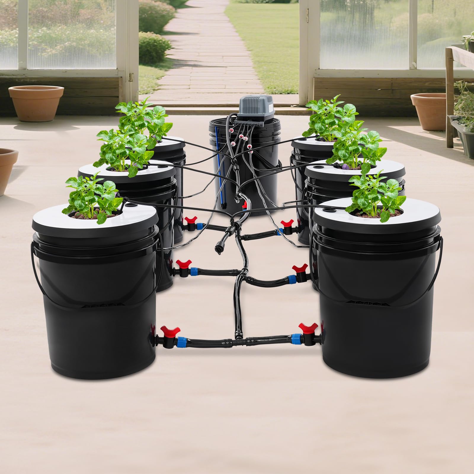 Hydroponiczny system uprawy, 7 doniczek, kompletny zestaw palet do uprawy, wieża hydroponiczna z zestawem narzędzi, nadaje się do uprawy truskawek, sałaty, pomidorów i mięty