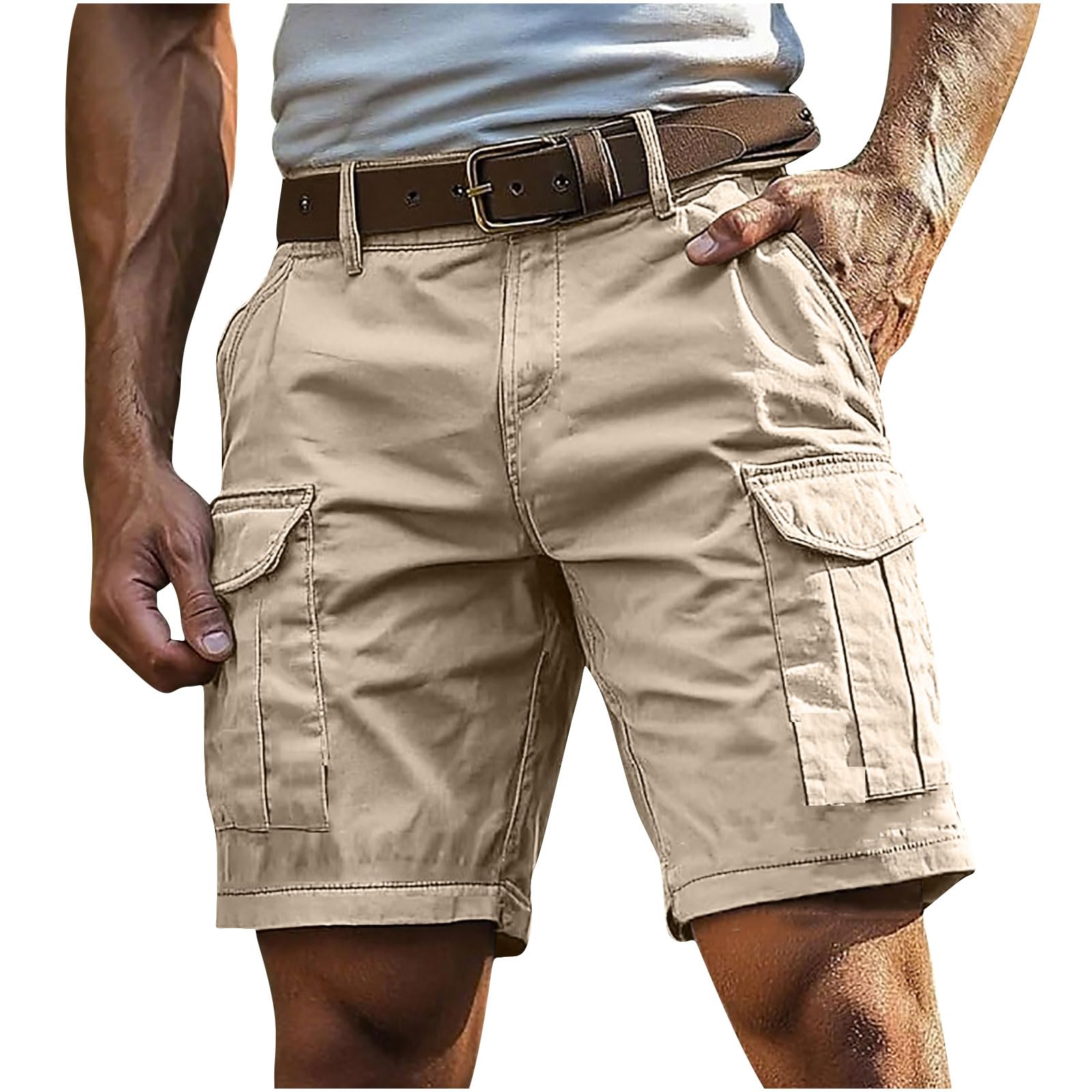 Short Cargo Homme Été Taille Élastique 4 Poches – Pantalon Sport Décontracté Respirant Multipooches