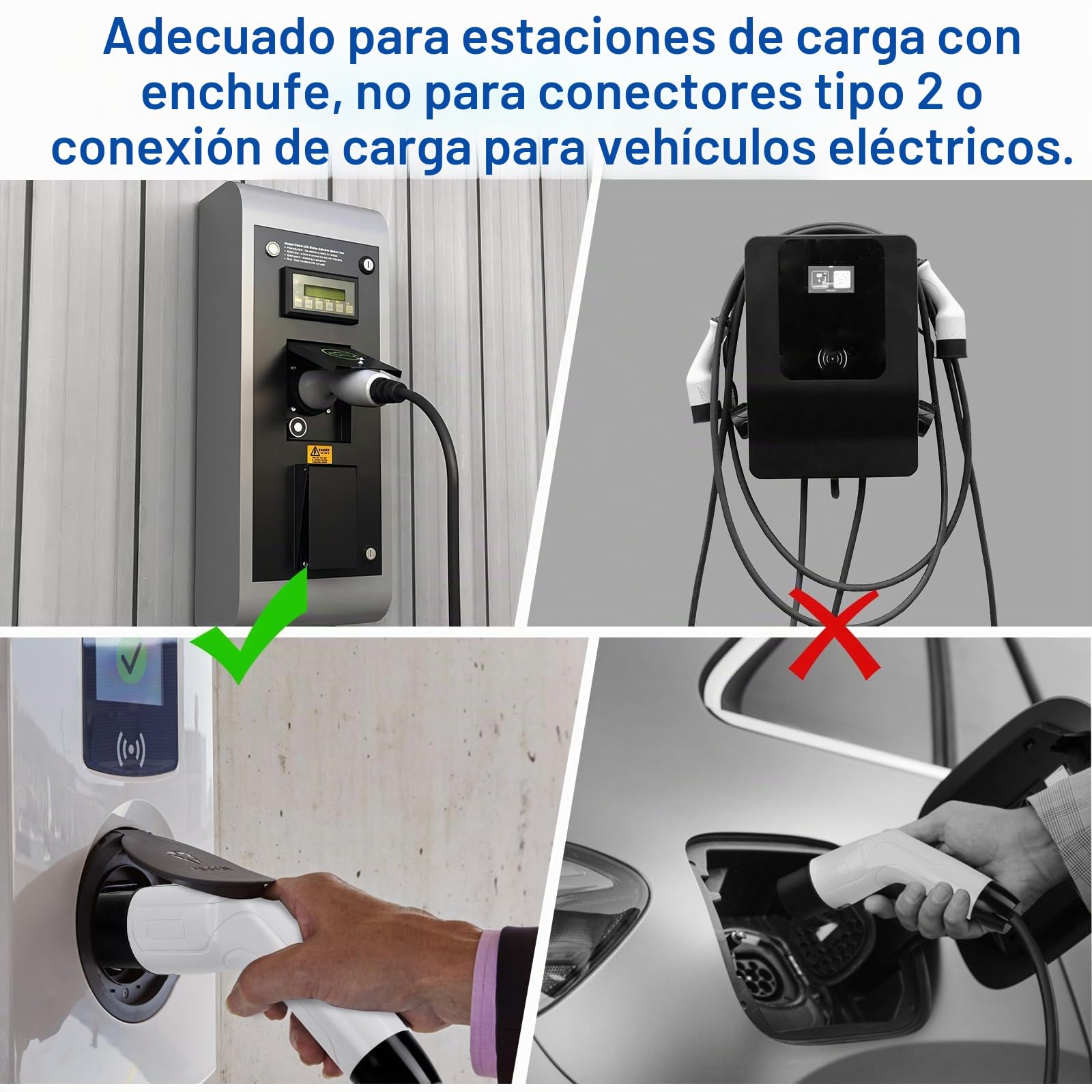 Adaptador Tipo 2 a Schuko, Cable de Descarga de Coche Eléctrico, Cable de Carga IEC 62196 a Enchufe Schuko, 16 A, 3,5 kW a Enchufe Schuko para Vehículo Eléctrico, E-Bike, E-Scooter