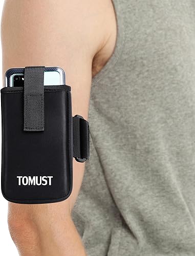 Soporte para teléfono con tres correas, banda ligera con logotipo reflectante, funda elástica con funda para iPhone y Android, uso para correr,