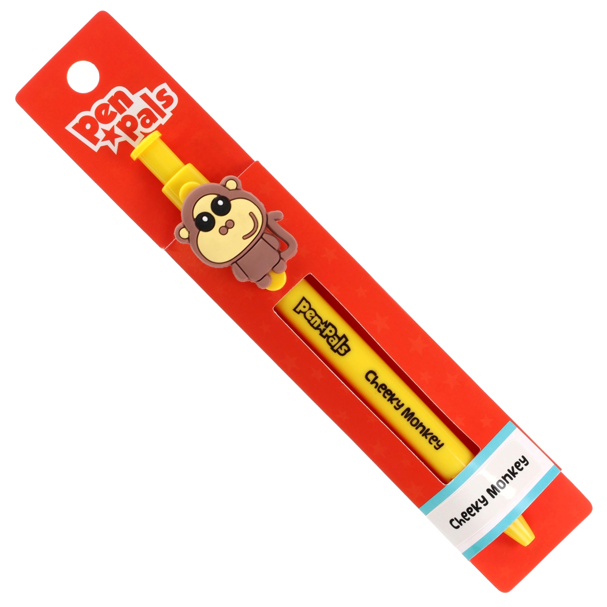 Stands Out, Supplying Outstanding Gifts Cheeky Monkey Kids Personalised Yellow Retractable Pen With a Fun Monkey Character With Blue Ink