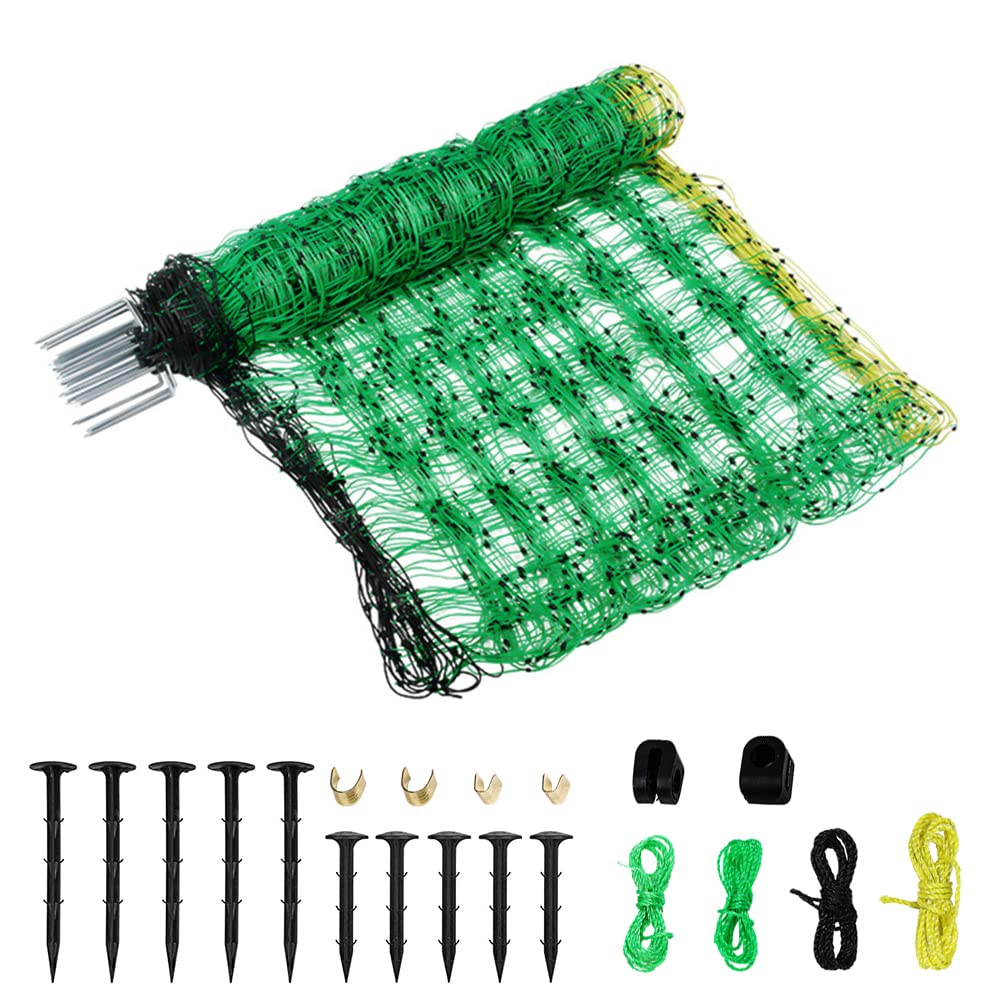 Clôture électrique polyéthylène portable avec 14 poteaux double pointe pour moutons
