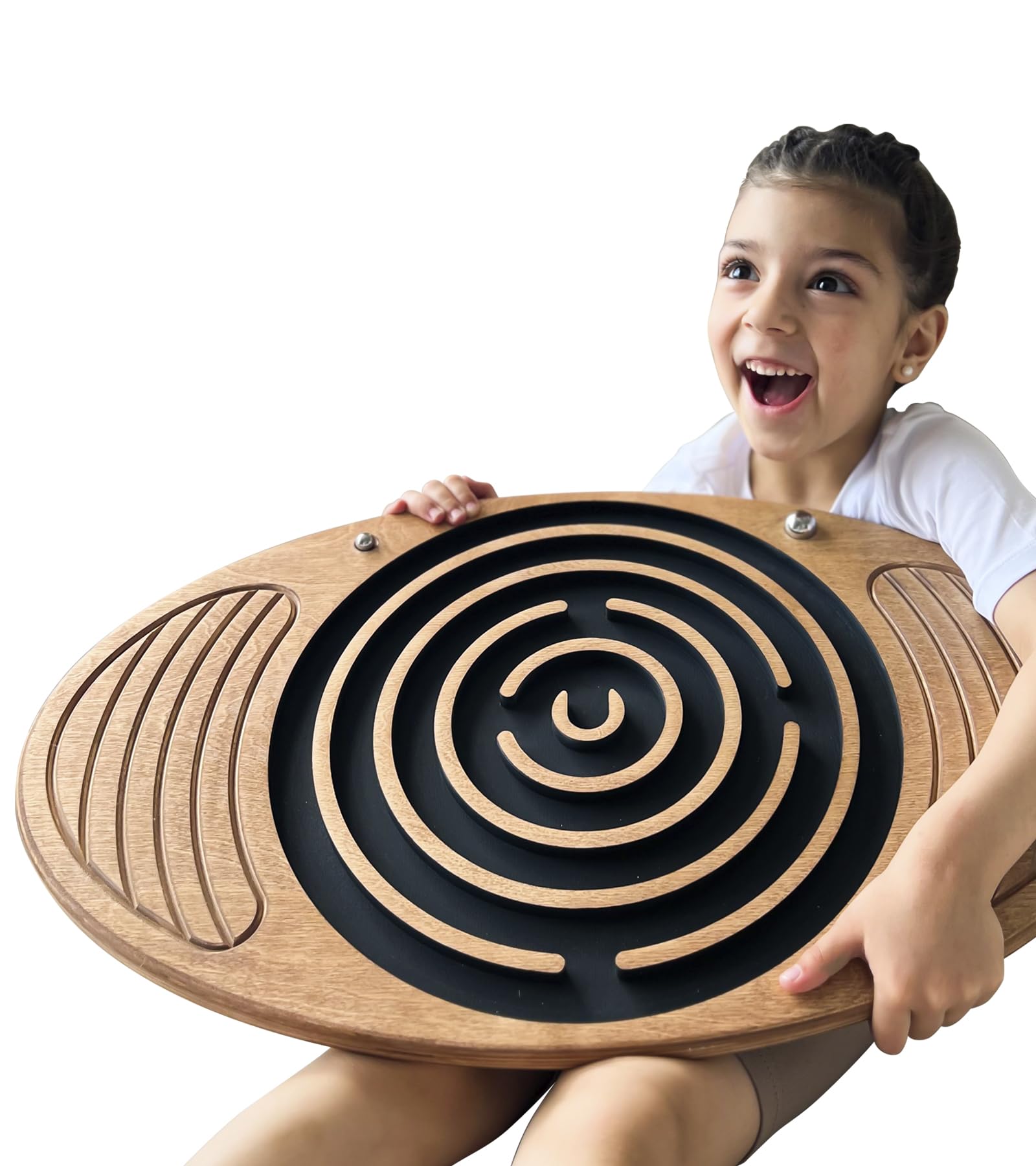 Wooden Balance Board Maze, Fun Fitness Tool, Wobble Balance Board, Core Strength, Fitness, Training, Physical Therapy, Oak-Cross (oak-cross)