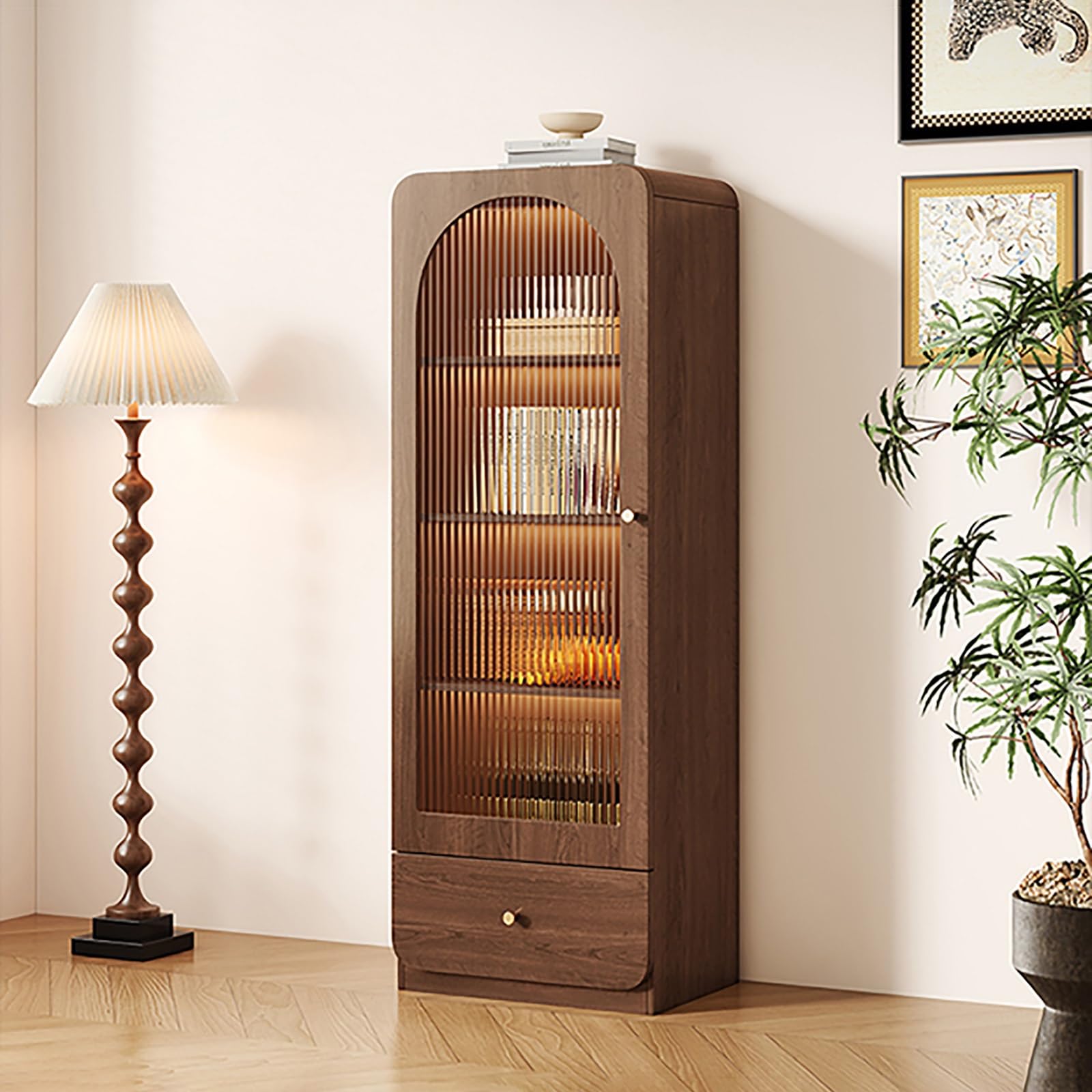 Szafka na wino, kredens z litego drewna z półprzezroczystym szkłem, idealny do domu, baru i kawiarni, pomieści butelki wina i napoje, stylowy i funkcjonalny design