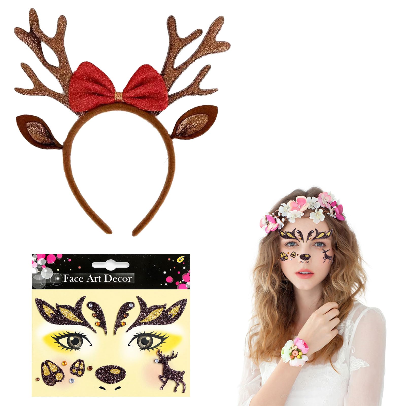 Cerchietto Con Corna Di Renna In Peluche - Accessorio Per Feste Di Natale E Halloween, Costume, Unisex