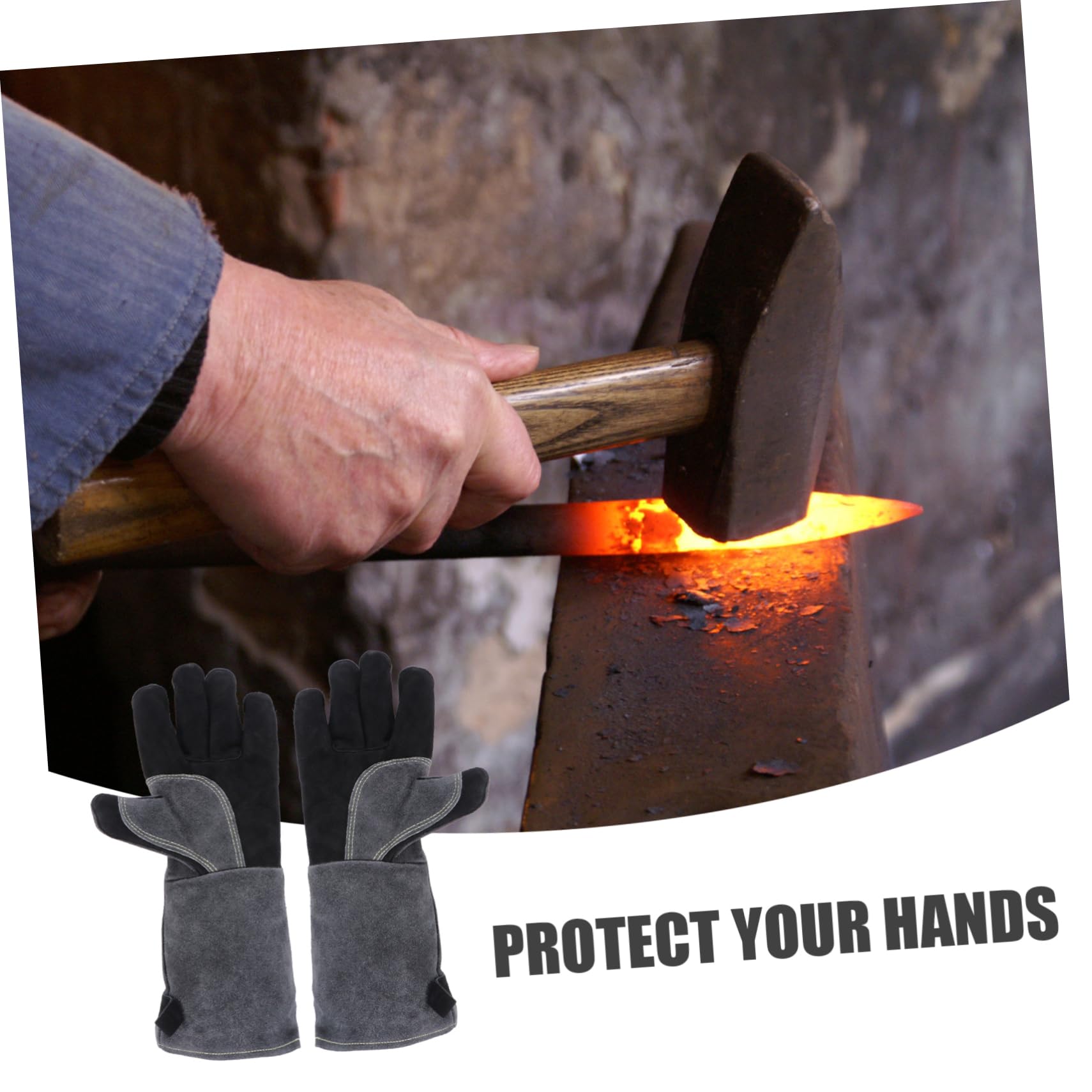 SHINEOFI 1paia Guanti Da Barbecue Resistenti e Pratici Guanti Protettivi Per Industria Design Allungato Per Protezionl Avambraccio Polso Ignifugazione e Resistenza Al Calore Per Barbecue Fo
