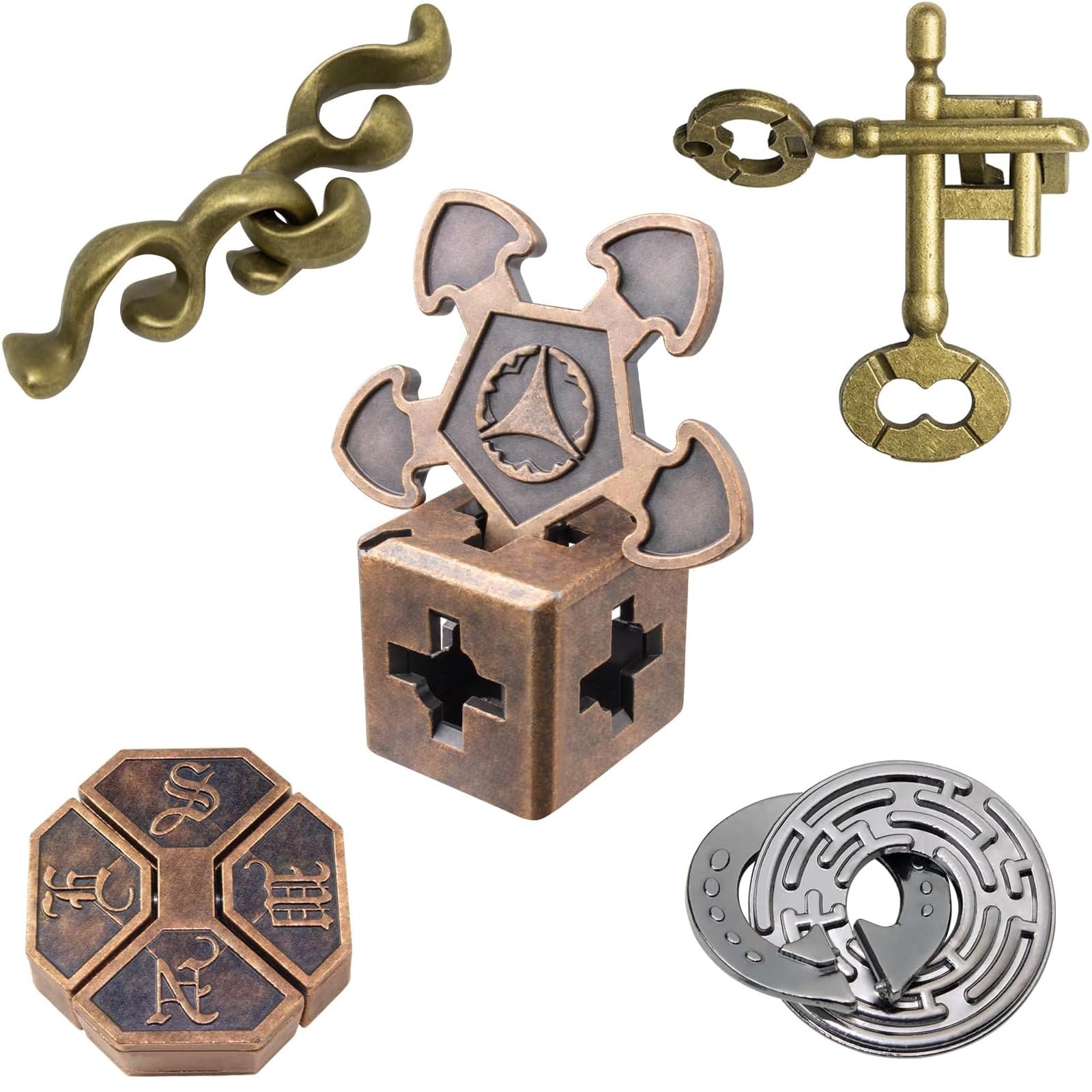 Amazon.co.jp: 知恵の輪 立体パズル 5点セット 難易度6～2 リング