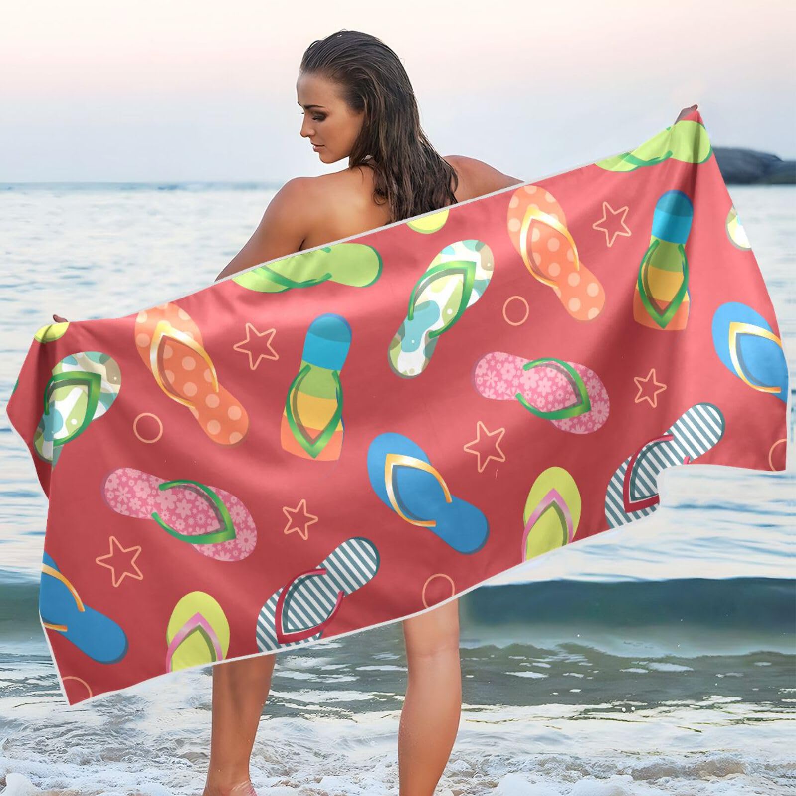 Amazon.com: OTVEE Colorful Flip Flops Beach Towel Thin Quick Fast