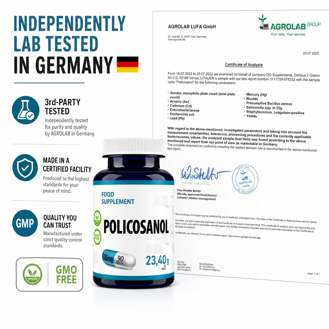 Hepatica Policosanolo 25 mg | da Canna da Zucchero | 90 Capsule Vegane | Scorta 3 Mesi | Ingrediente Unico | GMP & laboratorio indipendente