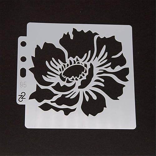 Miniatura 4 de Plantillas de pintura de plástico PET con diseño hueco de flores, perfectas para diseño textil, decoración de pared, ventana, papel, álbumes de