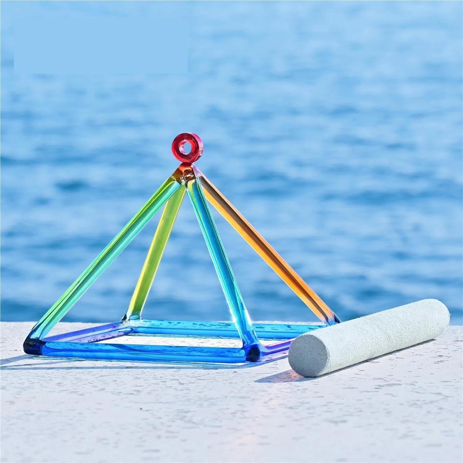 6-Zoll-Singpyramide aus regenbogenfarbenem Quarzkristall
