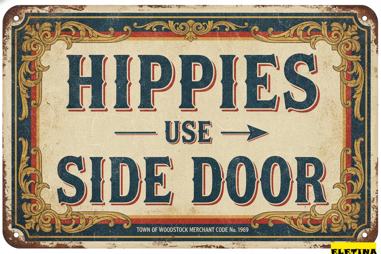 Personalized Sign for Man Cave Metal Tin Wall Decor Vintage Hippies Use Side Door Hippy Personalized Rustic Door Restaurant 8''x12'' Private Property Decorative