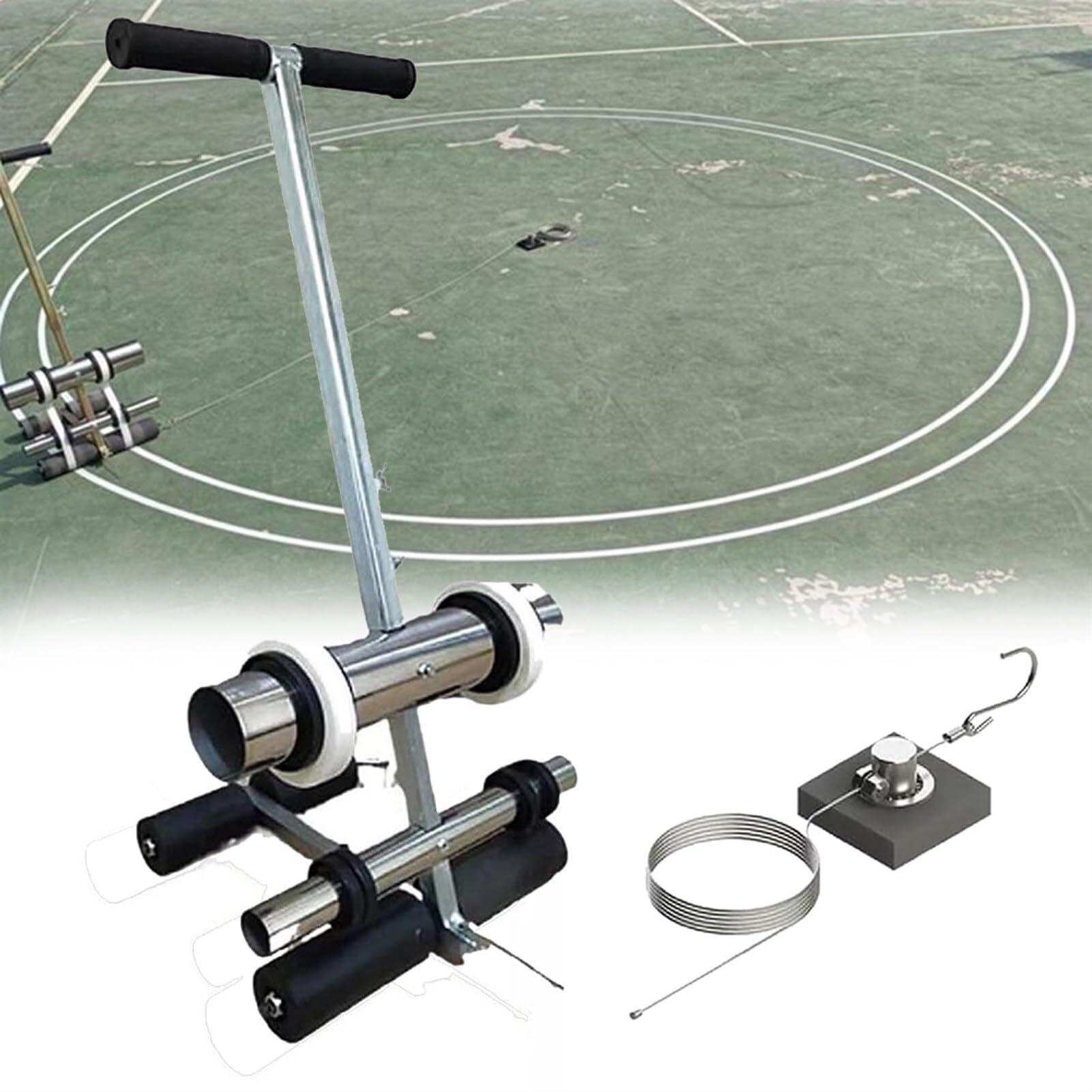 asdchZen Tape Marking Machine, Hand Push Floor Marking Tool W/Drawing Circle Kit, Basketball Court Marking Kit, Manual Floor Tape Applicator For Driveway, Garage, Lane Marking, Ballpark