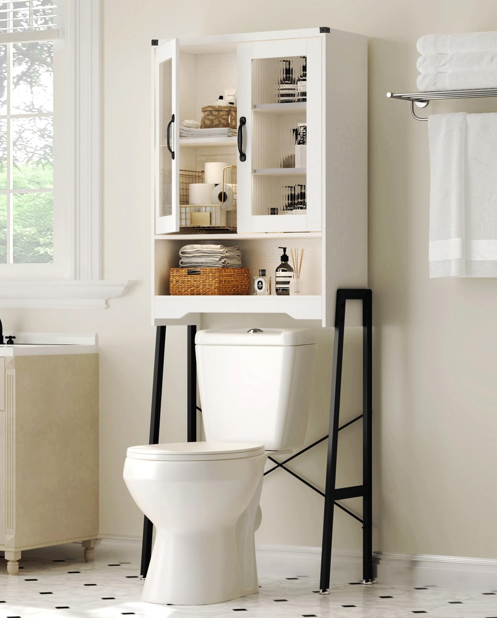 Amazon.com: Over The Toilet Storage Cabinet, Mass-Storage Bathroom ...