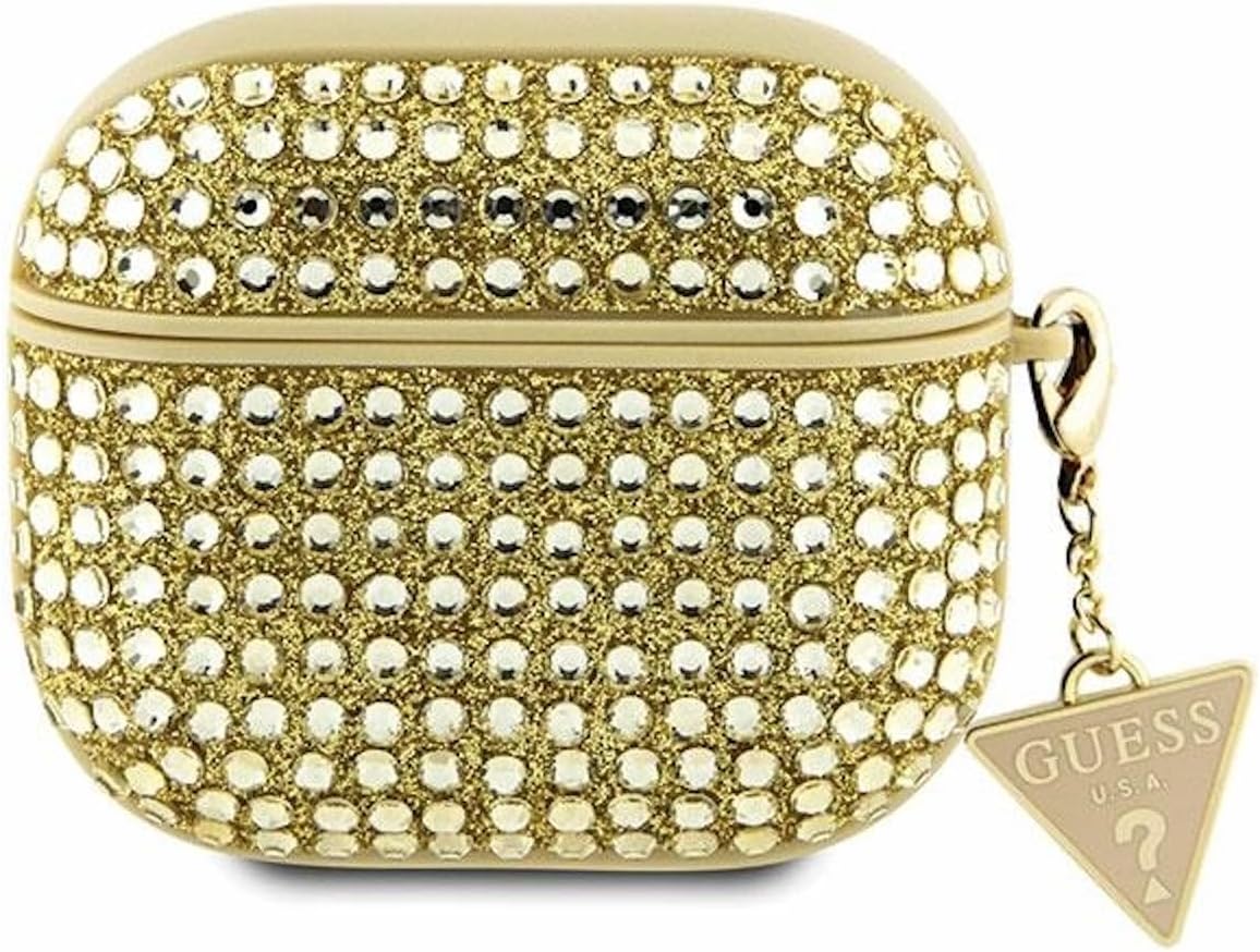 Guess GUA3HDGTPD Case for AirPods 3 Golden Rhinestone Triangle Charm