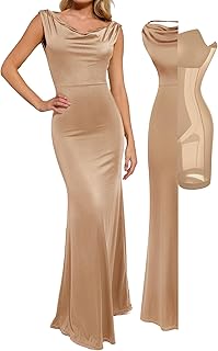 Women's Elegant Maxi Dress - Sleeveless Formal Cocktail Party Shapewear Dresses with Built-in Bra - Buy now