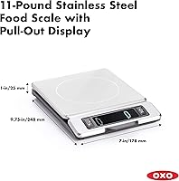 Vista 6 de OXO Termómetro termopar Good Grips y balanza de alimentos de acero inoxidable de 11 libras con pantalla extraíble