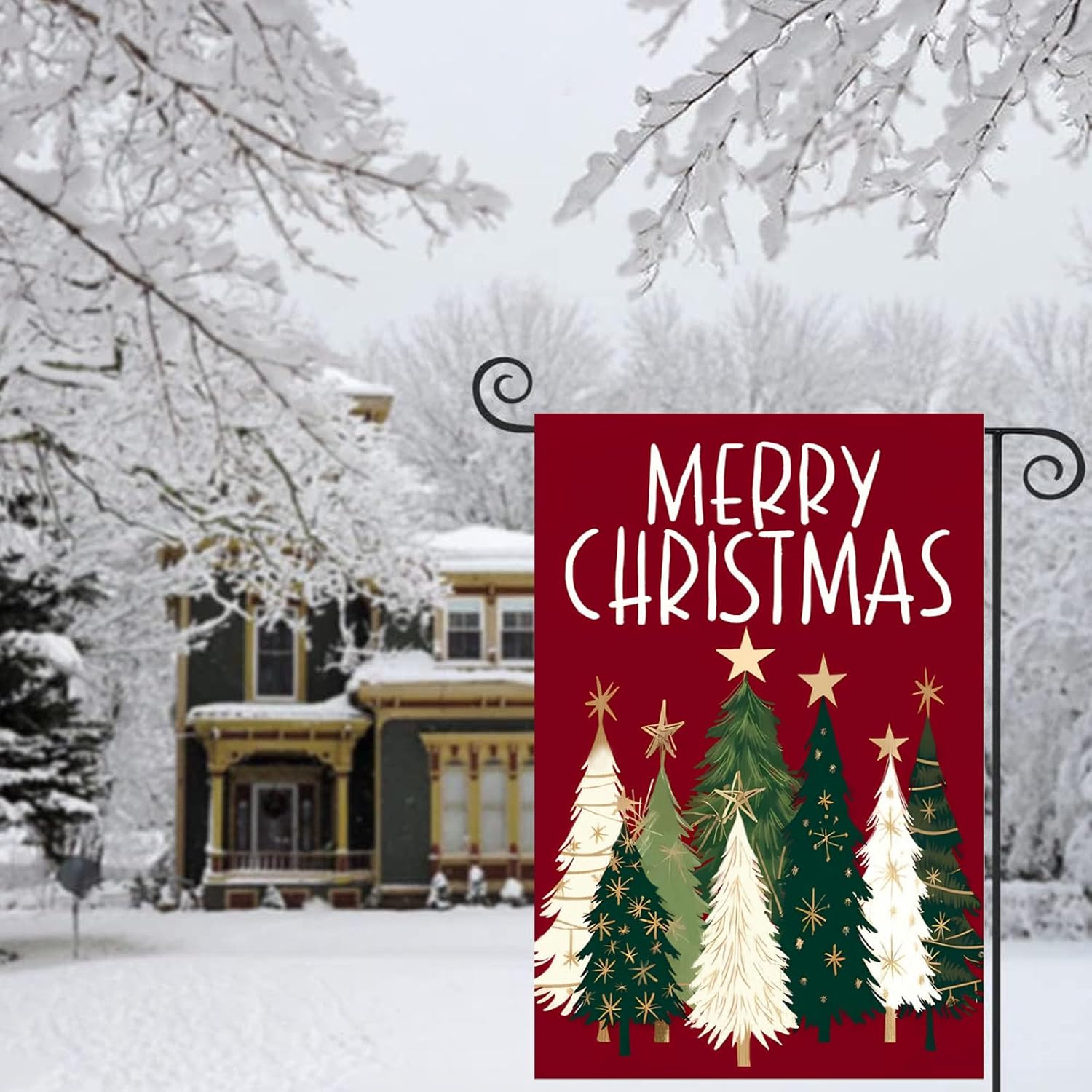 Merry Christmas Tree Garden Yard Flags 12x18 Double Sided- Small Xmas Pine Welcome Flag for Winter Xmas Holiday Yard Outside - Image 7