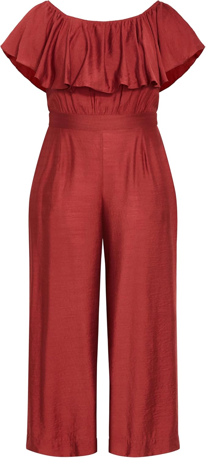 City Chic Women's Plus Size Jumpsuit - Serene Off Shoulder Ruffle - Image 6