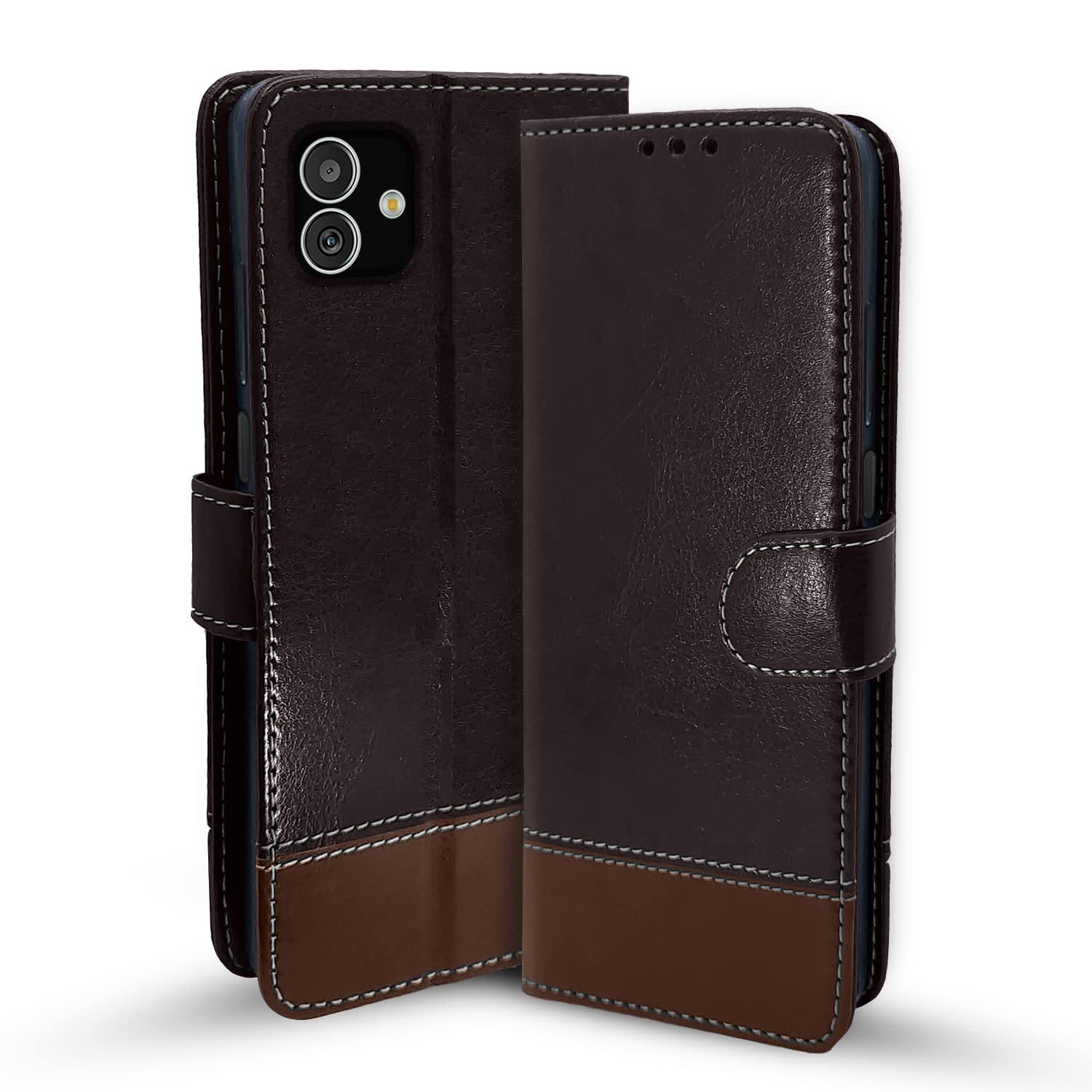 Pikkme Samsung Galaxy F14 5G Flip Cover | Dual-Tone PU Leather Finish | Wallet Style & Stand | Magnetic Flip Case for Samsung Galaxy F14 5G (Coffee & Brown) (B0C1ZDMM7V) Amazon Price History, Amazon Price Tracker