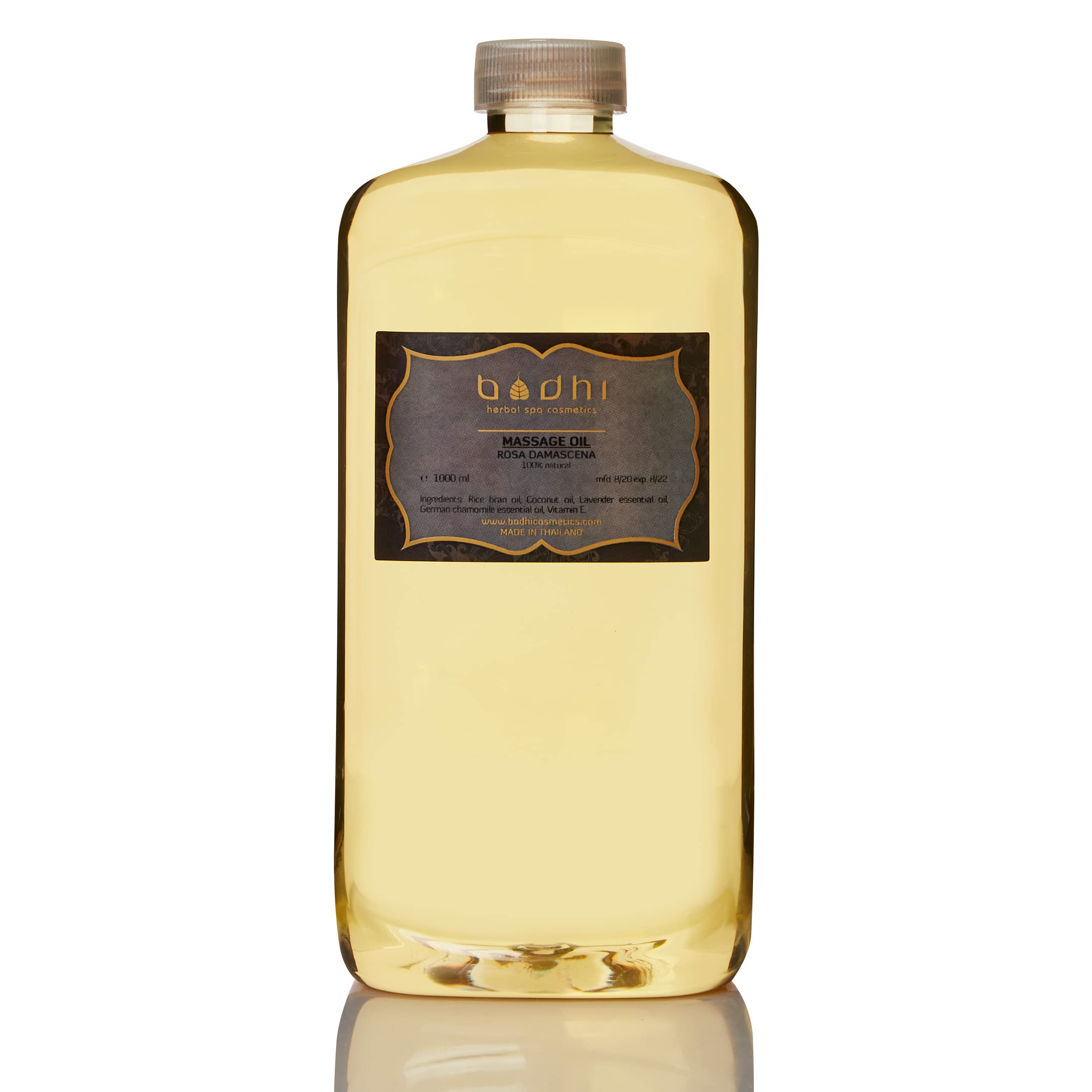 Bodhi® Massageöl ROSE 1 L Premiumqualität für Profis, mit ätherisches Öl, für Frauenmassage, mit Kokos- und Reisöl/Vegan & 100% natürlich