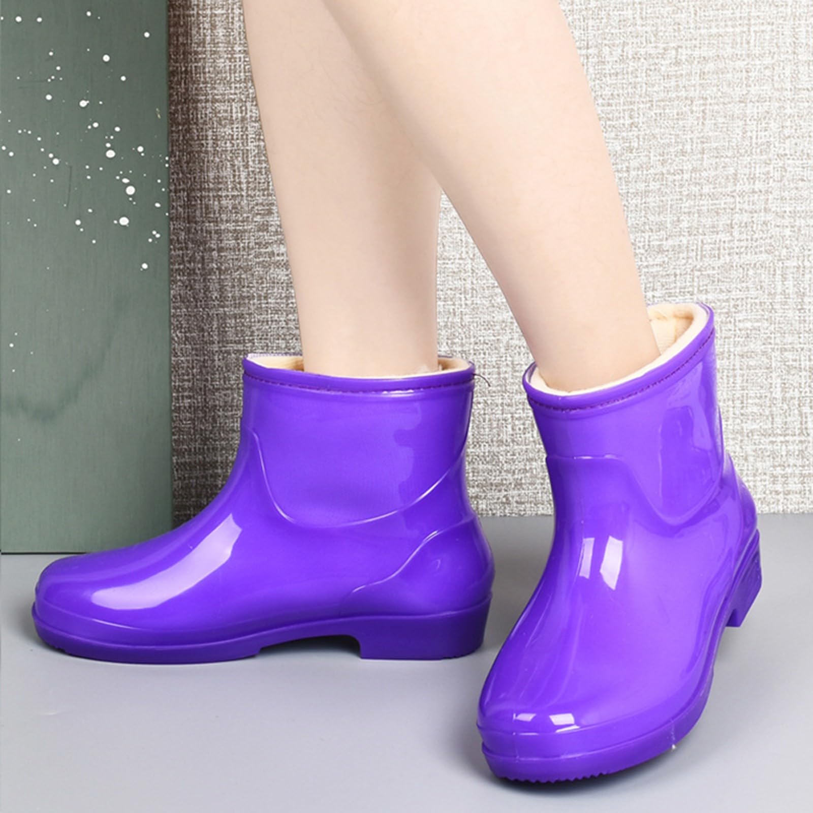 Botas de goma para mujer, forradas, impermeables, botines de tobillo, botas de lluvia, botas de goma, botas de goma, antideslizantes, para jardín, botas de lluvia, botas de lluvia