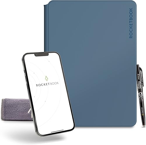 Miniatura 1 de Rocketbook Pro 2.0 - Cuaderno inteligente  Azul acero  Cuaderno de oficina escaneable con paquete de páginas de 20 hojas  forrado y cuadrícula de
