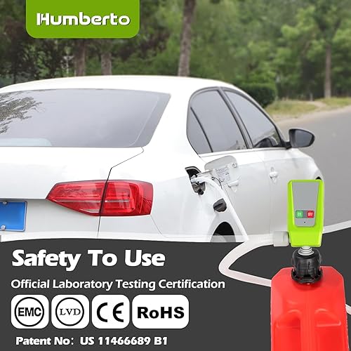 Miniatura 6 de Bomba de transferencia de combustible con parada automática, alimentada por pilas AACC, 2 modos de alimentación, manguera extra larga con adaptador