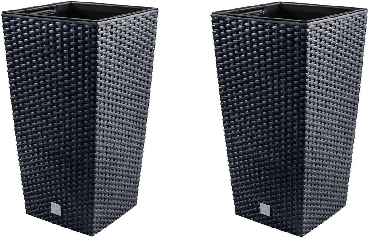 Vaso da fiori 30L panca per fiori piedi effetto rattan sistema di irrigazione