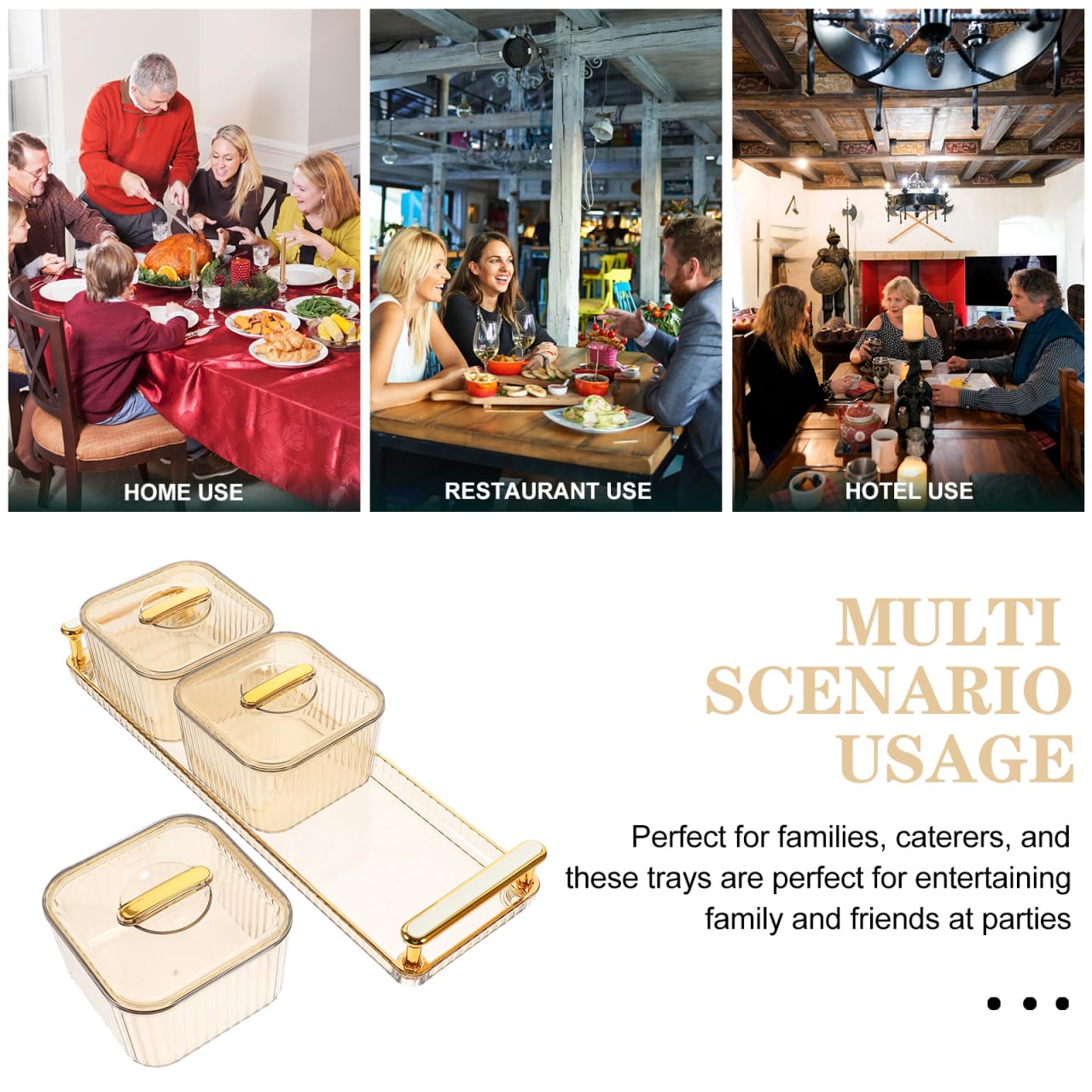 PRETYZOOM 1 Set geteilte Servierplatte mit Deckel, eleganter Snack-Organizer für Partys für Nüsse, Obst, Vorspeisen, schickes Design mit drei Fächern für Unterhaltung
