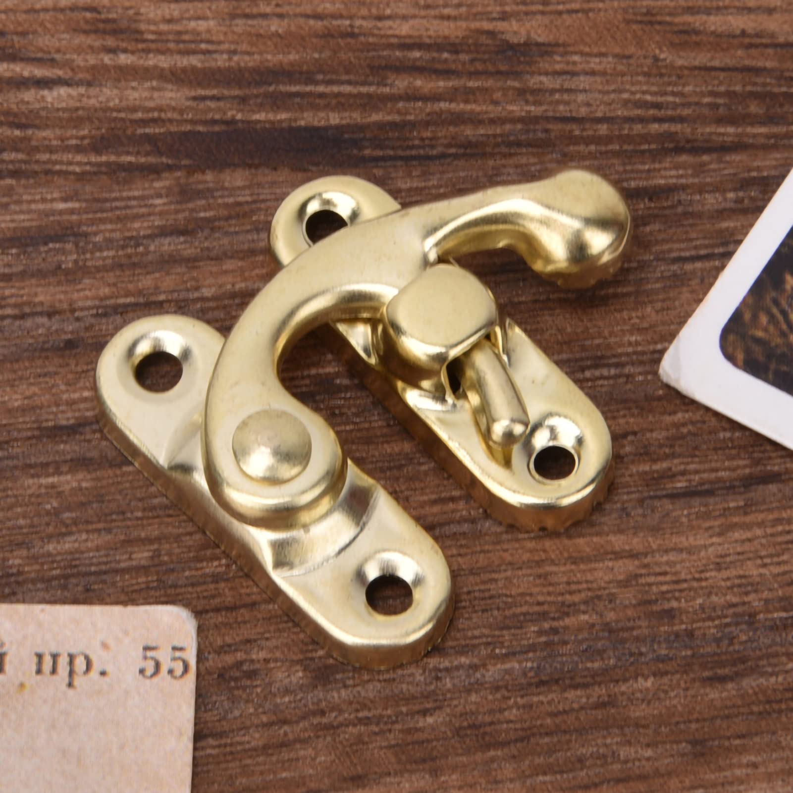 30PCS Antique Hook Hasp, Small Box Hasps Small Latch Antique Bronze Right Latch Hook Hasp Jewelry Box Latch 3.2 X 2.8cm (Yellow Right Hook)