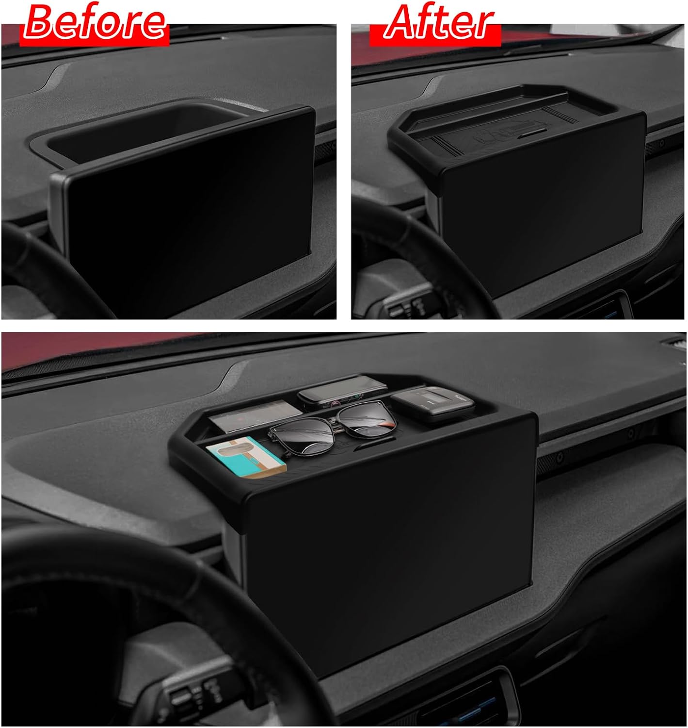 smabee Dashboard Storage Tray for Ford Maverick 2025 2026 (Not Fit 2022-2024) Center Console Display Box Hidden Tray Storage Organizer ABS Behind Screen Car Accessories