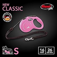Vista 2 de FLEXI Correa retráctil clásica de cordón para perros pequeños de hasta 26 libras 16 pies, rosa Correa retráctil para mascotas sin enredos