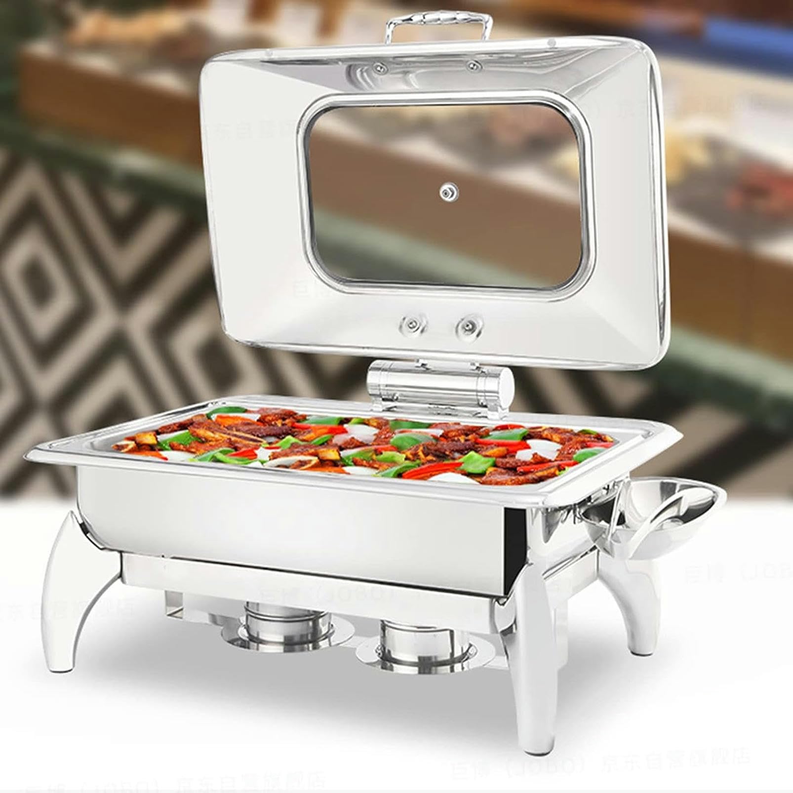 Set da buffet elettrico con pentole calde - Server da buffet e riscaldatore in acciaio inossidabile, set completo per catering a buffet con pentola per l'acqua, pentola per alimenti, griglia per