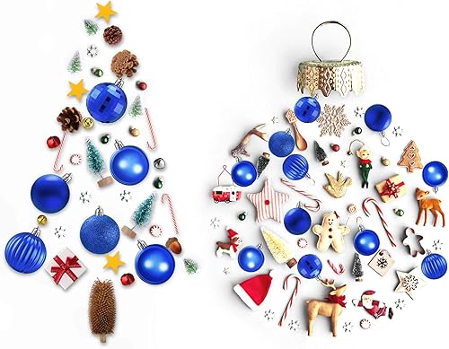 Miniatura 4 de 24 adornos de bolas de Navidad para decoración de árbol para festividades, boda, fiesta, 2.36 pulgadas, 6 estilos (azul rey) con ganchos