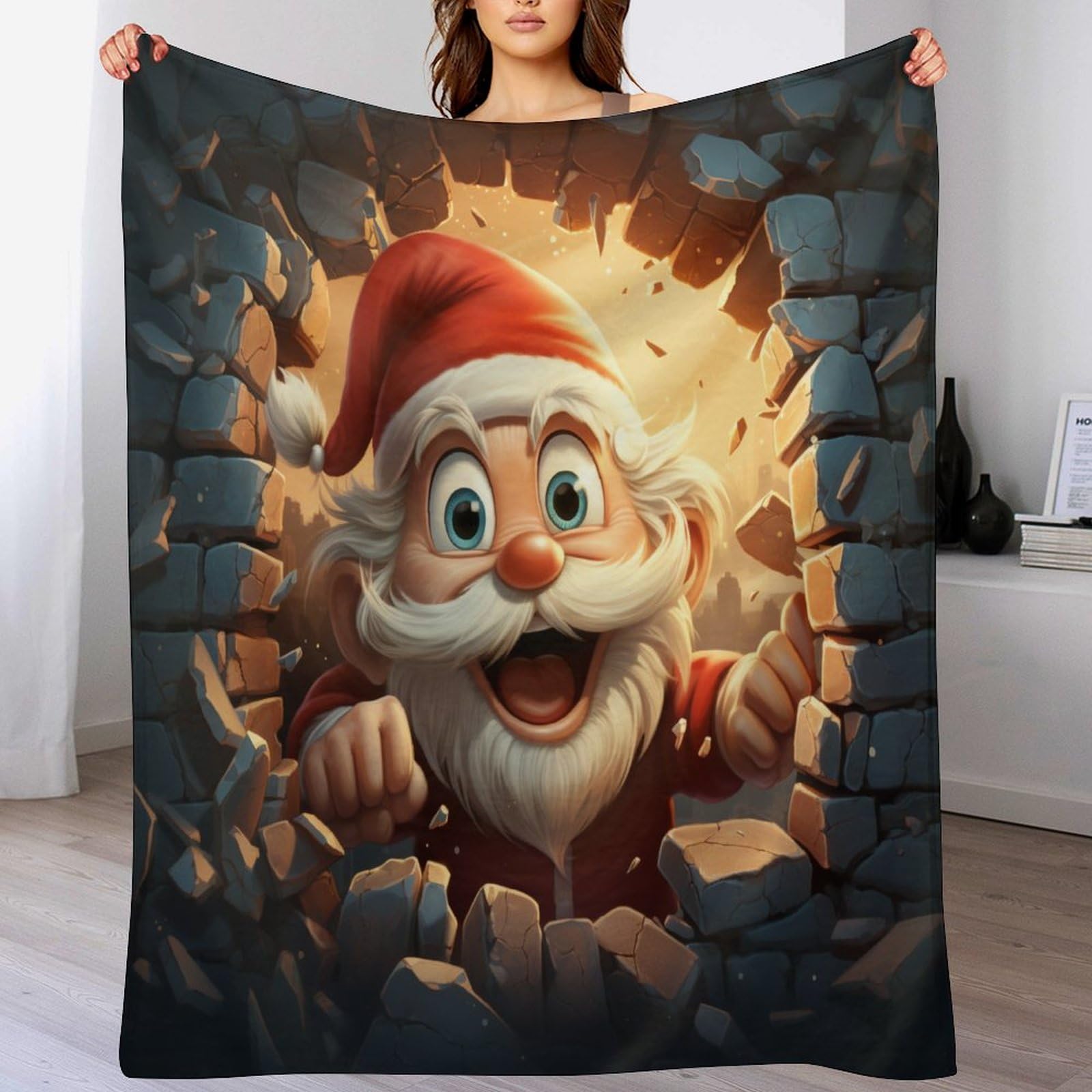 Couverture flannel Père Noël 150x200 cm pour canapé salon