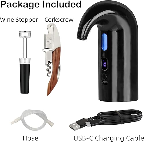 Miniatura 5 de Aireador de vino eléctrico, dispensador de bomba de decantador de vino, juego de regalos de dispensador de vino automático, boquilla vertedora de
