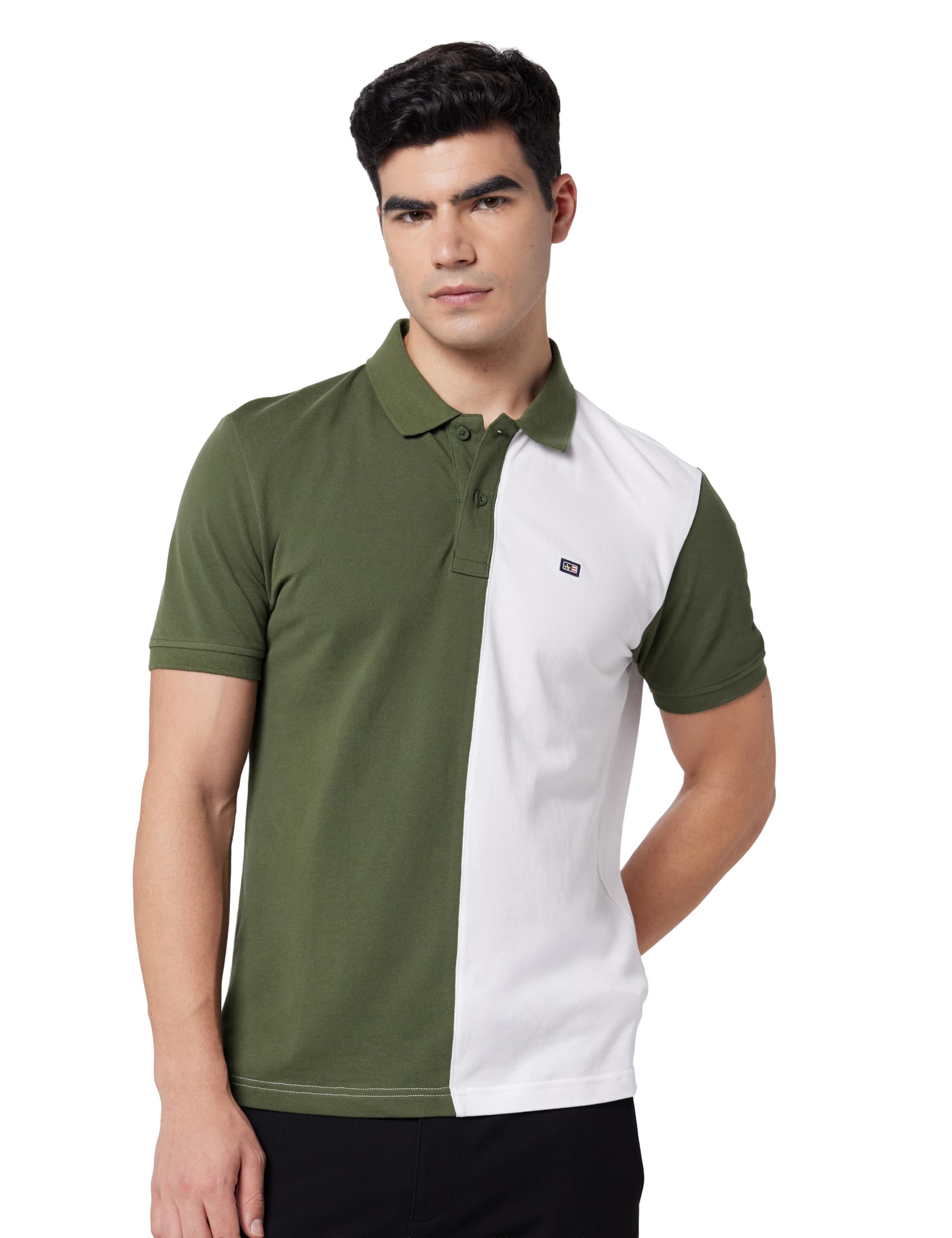 arrow Men's Colour Blocked Half Sleeves Regular Fit Cotton Polo Shirt-picture-51