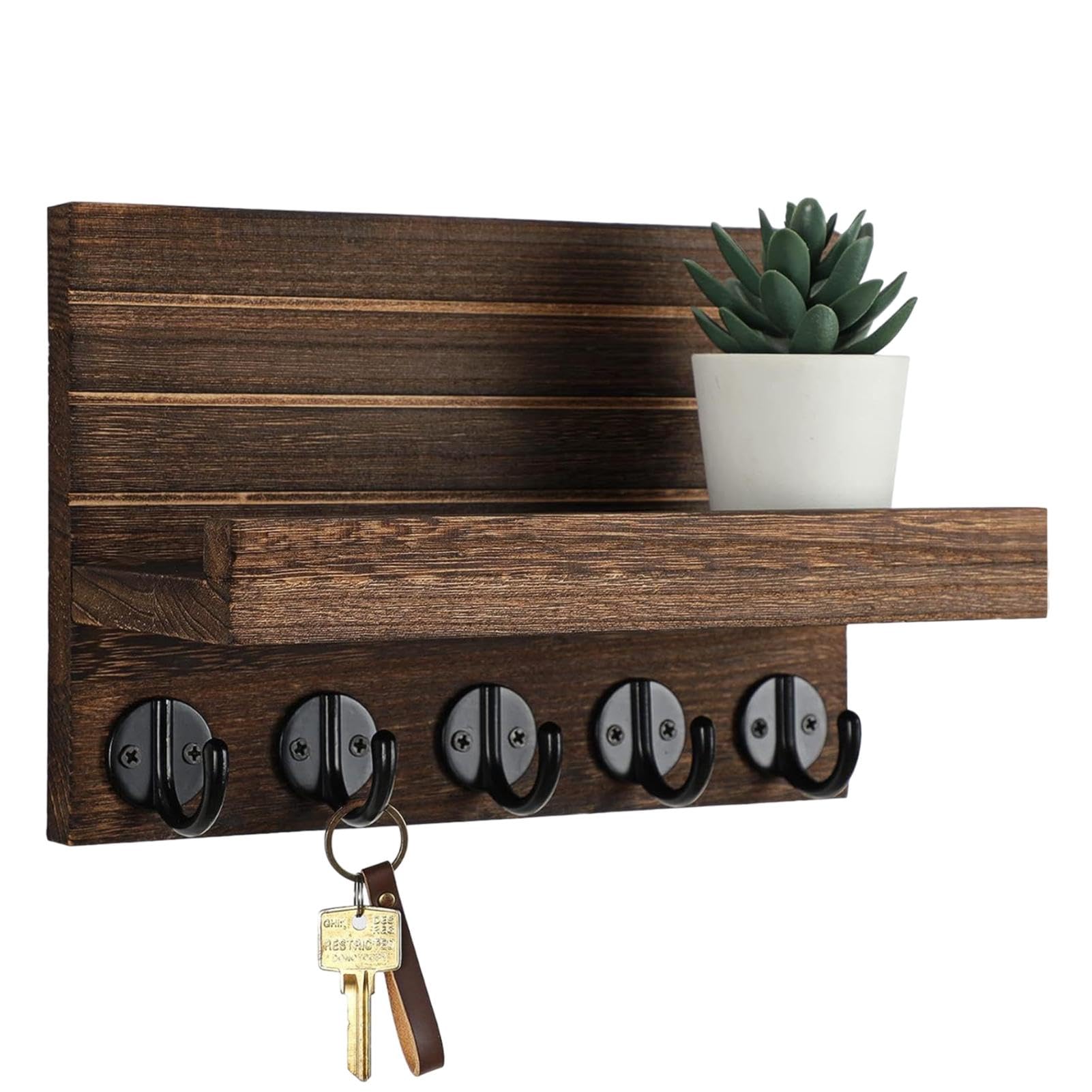 Soporte para llaves de pared artesanal hecho en madera de estilo rústico