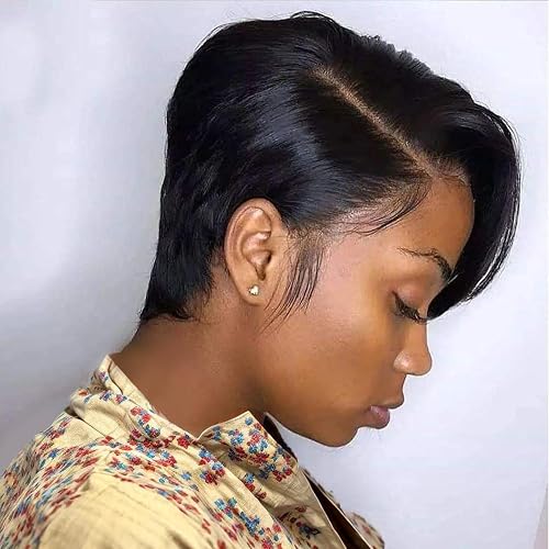 Pixie Cut Wig Human Hair Lace Front Wigs 13X4X1 Straight Lace Front Pixie Cut Wigs Pre-Plucked With Baby Hair Black