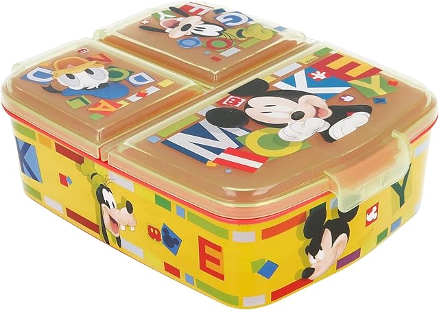 Stor | MICKEY MOUSE - DISNEY Kids Childrens 3 Compartment Sandwich Lunch Box