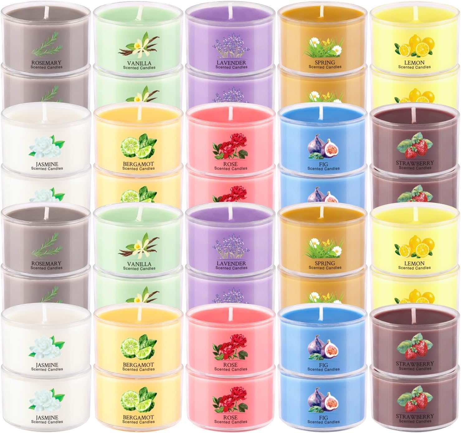 40 Pack Scented Candle Set, 10 Fragrances, 35g Natural Soy Wax Candles with Smokeless Cotton Wicks, Ideal for Home Decor, Yoga, Meditation, Spa & Gifting.Mother's Day