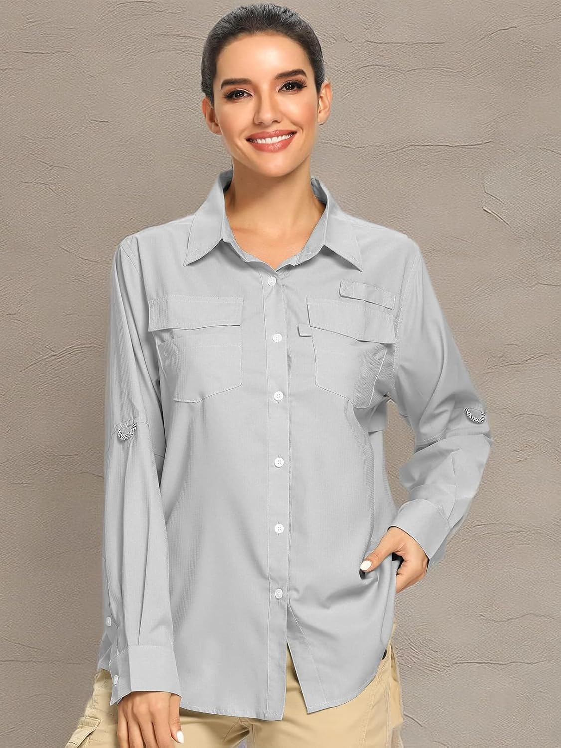 Women's UPF 50 UV Sun Protection Long Sleeve Safari Shirts Quick Dry Hiking Travel Fishing Outdoor Cool Shirts - Image 7