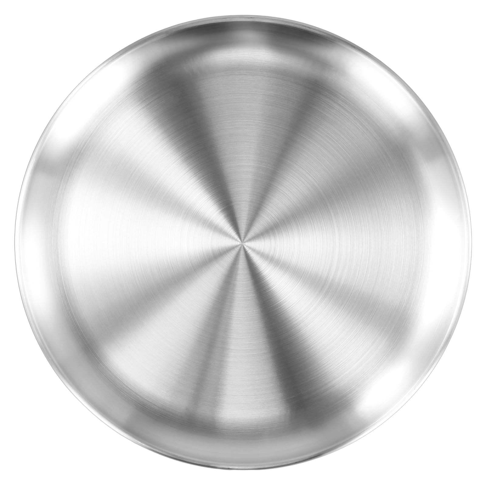 Lot de 3 assiettes plaques à pizza rondes argentées en acier inoxydable de 30 cm pour contenir des desserts, des gâteaux, des fruits, des biscuits, de la viande