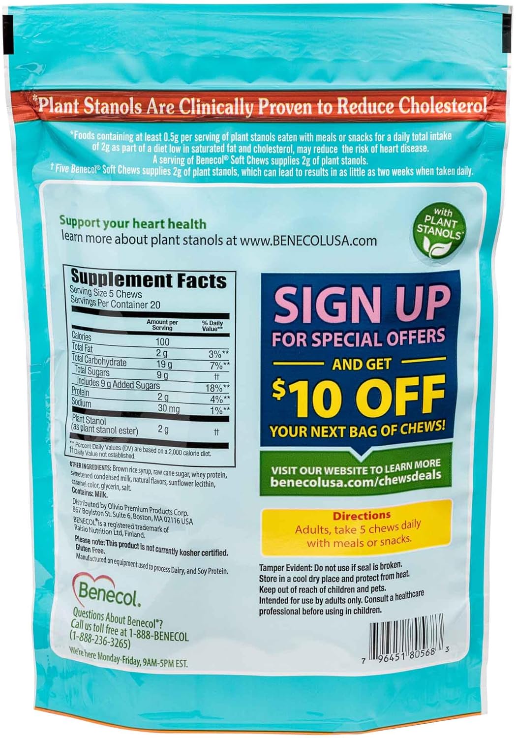 Benecol® Soft Chews – New Easy Bite Chew – with Plant Stanols Clinically Proven to Help Lower Cholesterol – Caramel Flavor – 100 Count Pouch - Image 3