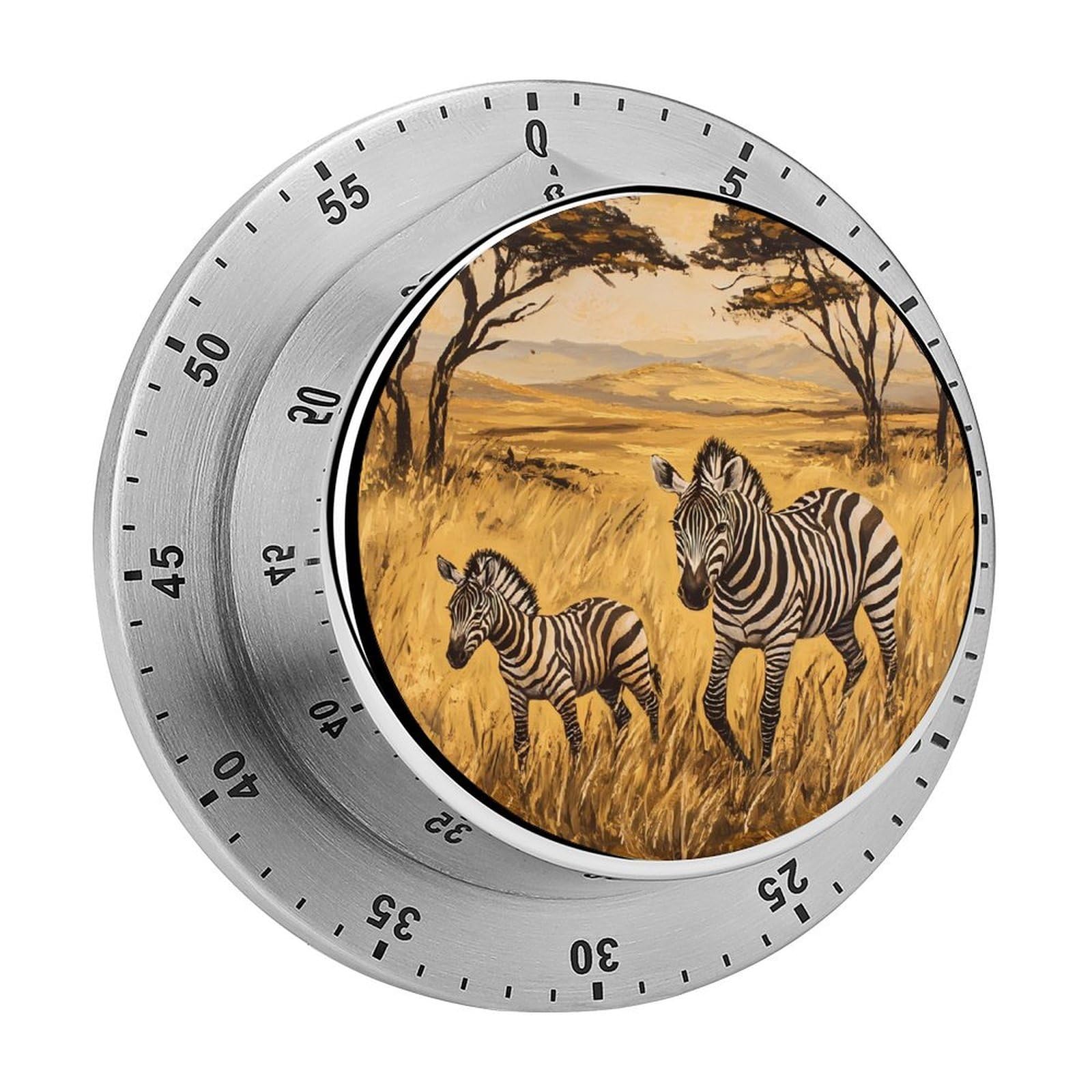 Zebra on The Grassland Magnetic Timer for Kitchen Cooking Productivity Stainless Steel Timers with Alarm