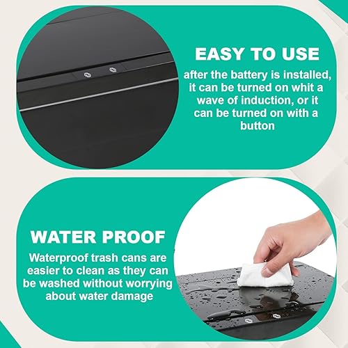 Miniatura 3 de BestOffice Bote de basura automático de 13 galones para cocina, sin contacto, de alta capacidad, con tapa, para dormitorio, baño, hogar, oficina, 50