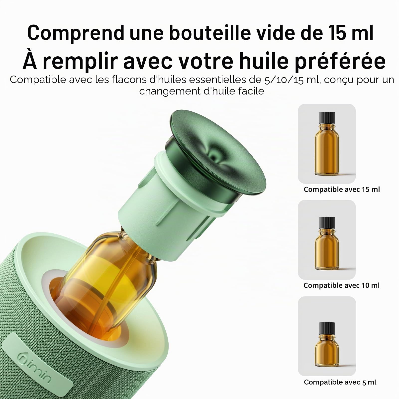 Diffuseur d'huiles essentielles sans fil sans eau – Double mode maison/voiture avec démarrage automatique, réglage du parfum fort/léger, désodorisant pour bureau, voiture, compatible avec bouteilles